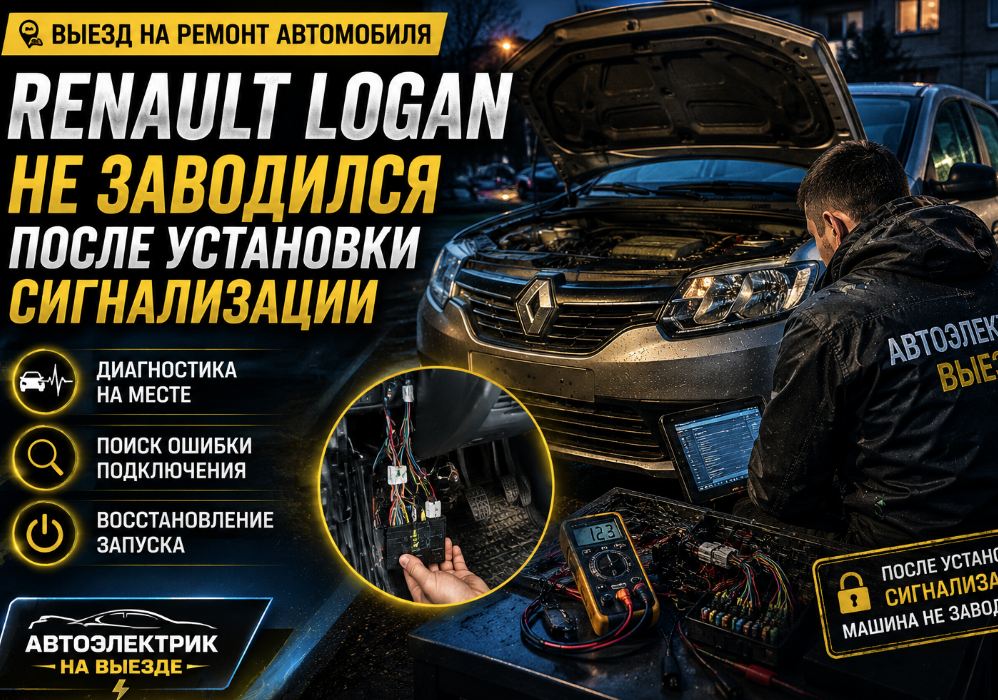 Выезд на ремонт автомобиля: Renault Logan не заводился после установки сигнализации